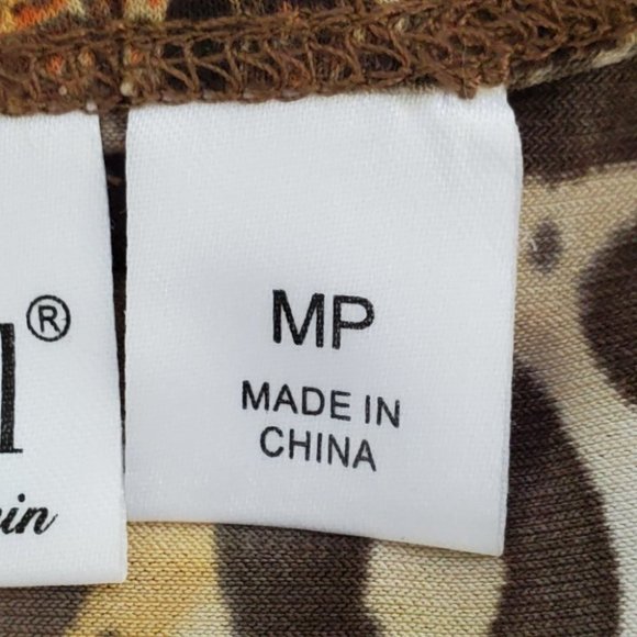 Women With Control Brown Orange Fall Colors Tunic Surplice Faux Wrap Top Size MP - Picture 14 of 15